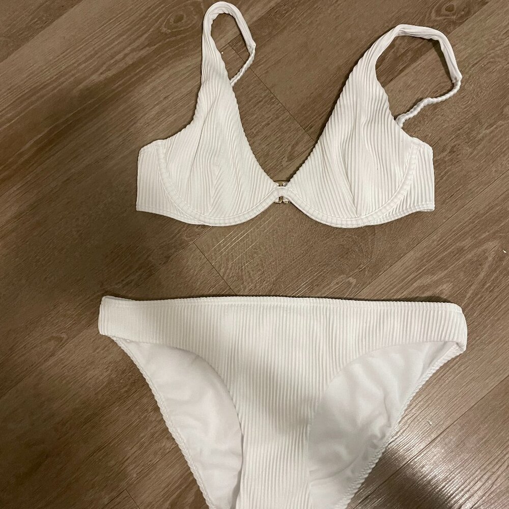 Hollister Underwire Ribbed White Bikini Set
